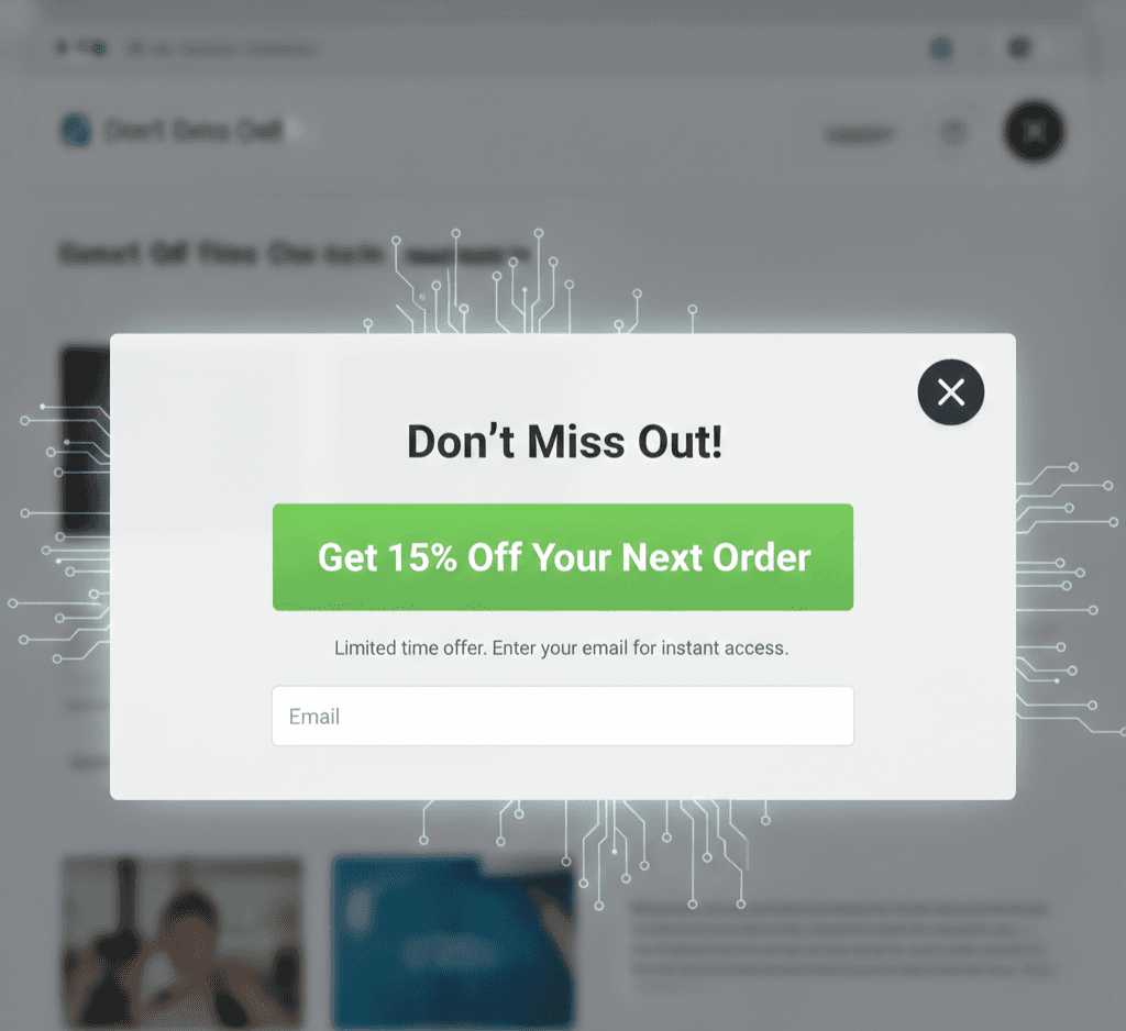 A screenshot of an ethical popup showing a clear discount offer and an easy-to-find "X" close button.