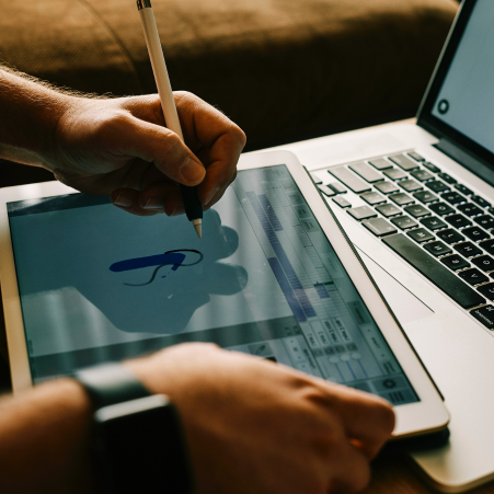 Vibrant digital marketing analytics dashboard on a screen.